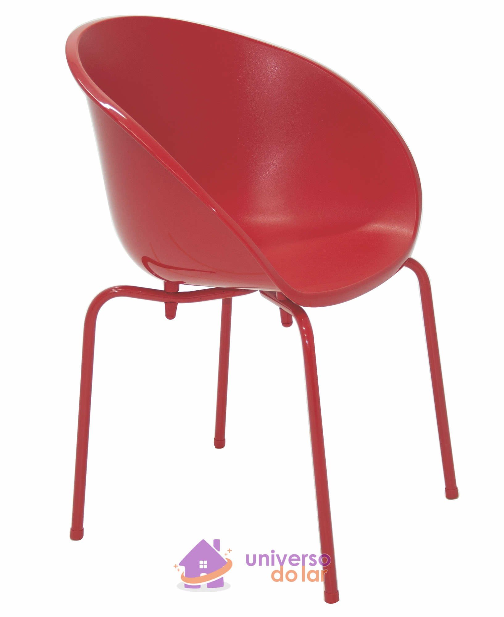 Cadeira Elena Vermelha em Polipropileno com Pernas Pintadas