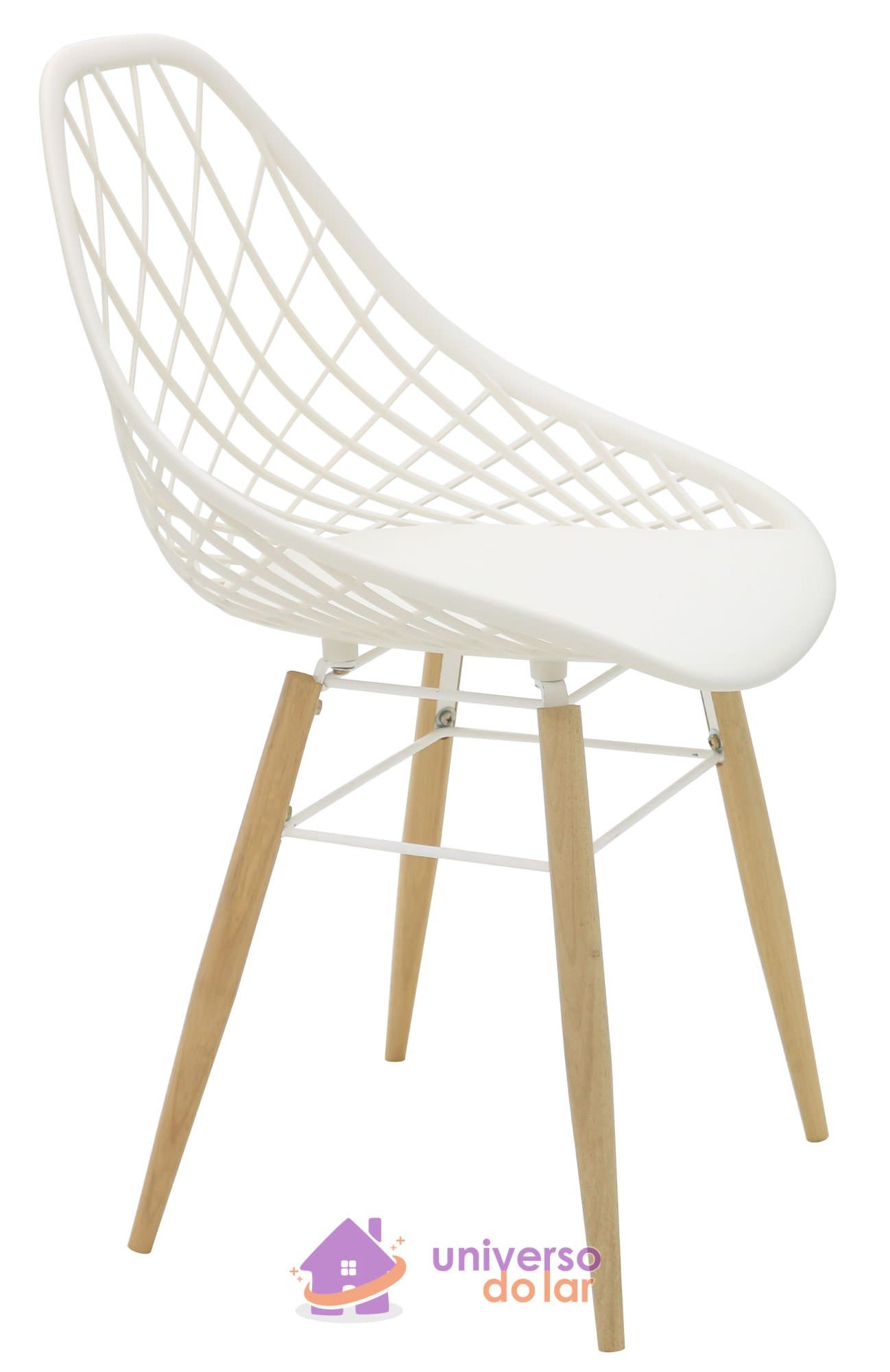 Cadeira Philo Branca em Poliamida com Pernas de Madeira