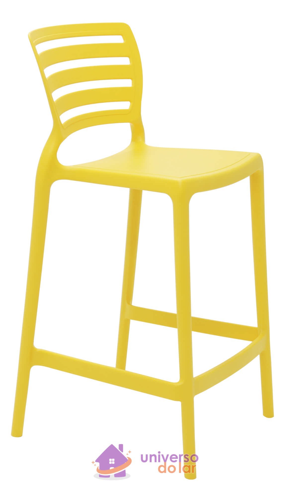 Cadeira Sofia Alta Residência em Polipropileno e Fibra de Vidro Amarela