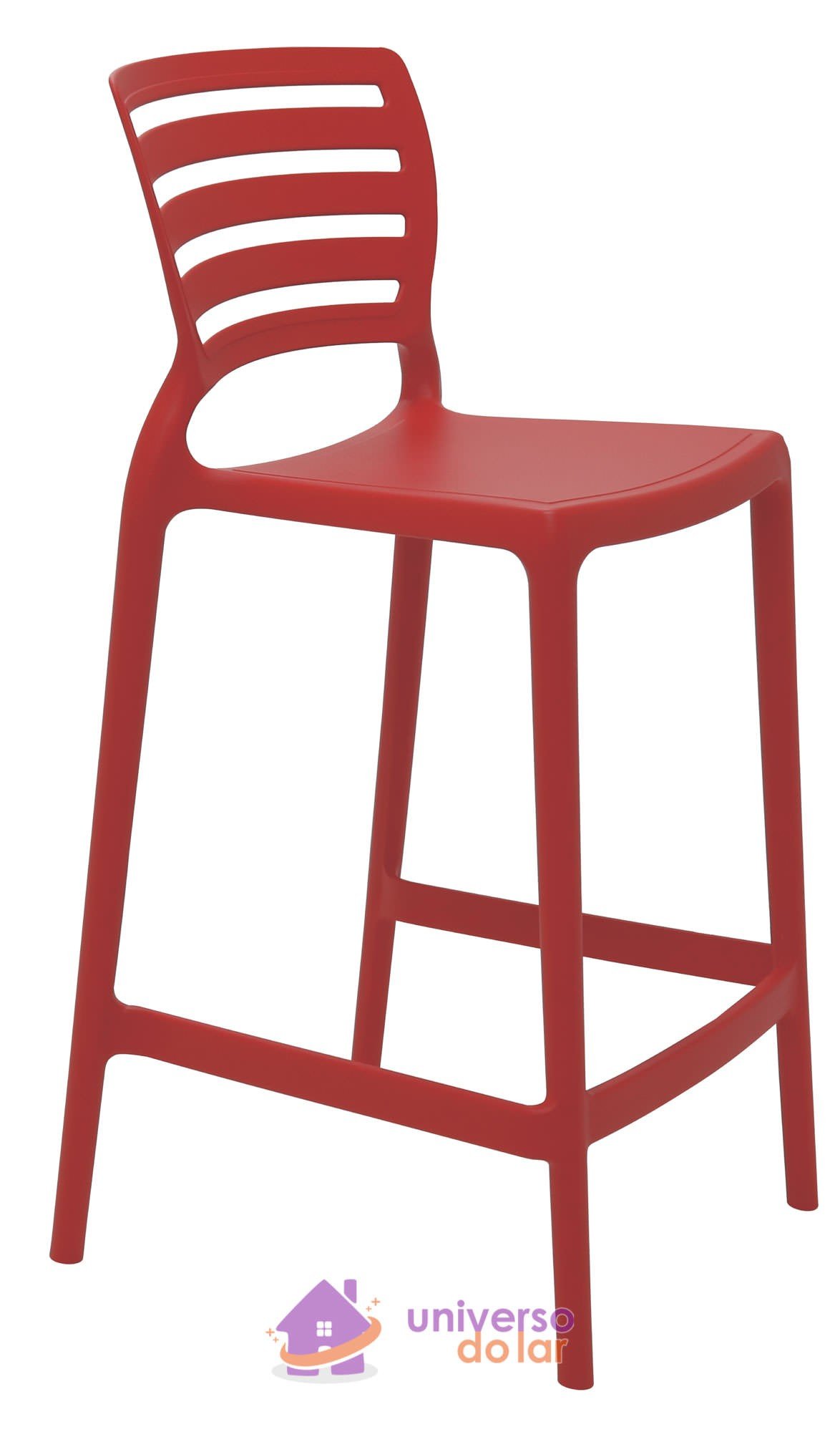 Cadeira Sofia Alta Residência em Polipropileno e Fibra de Vidro Vermelha