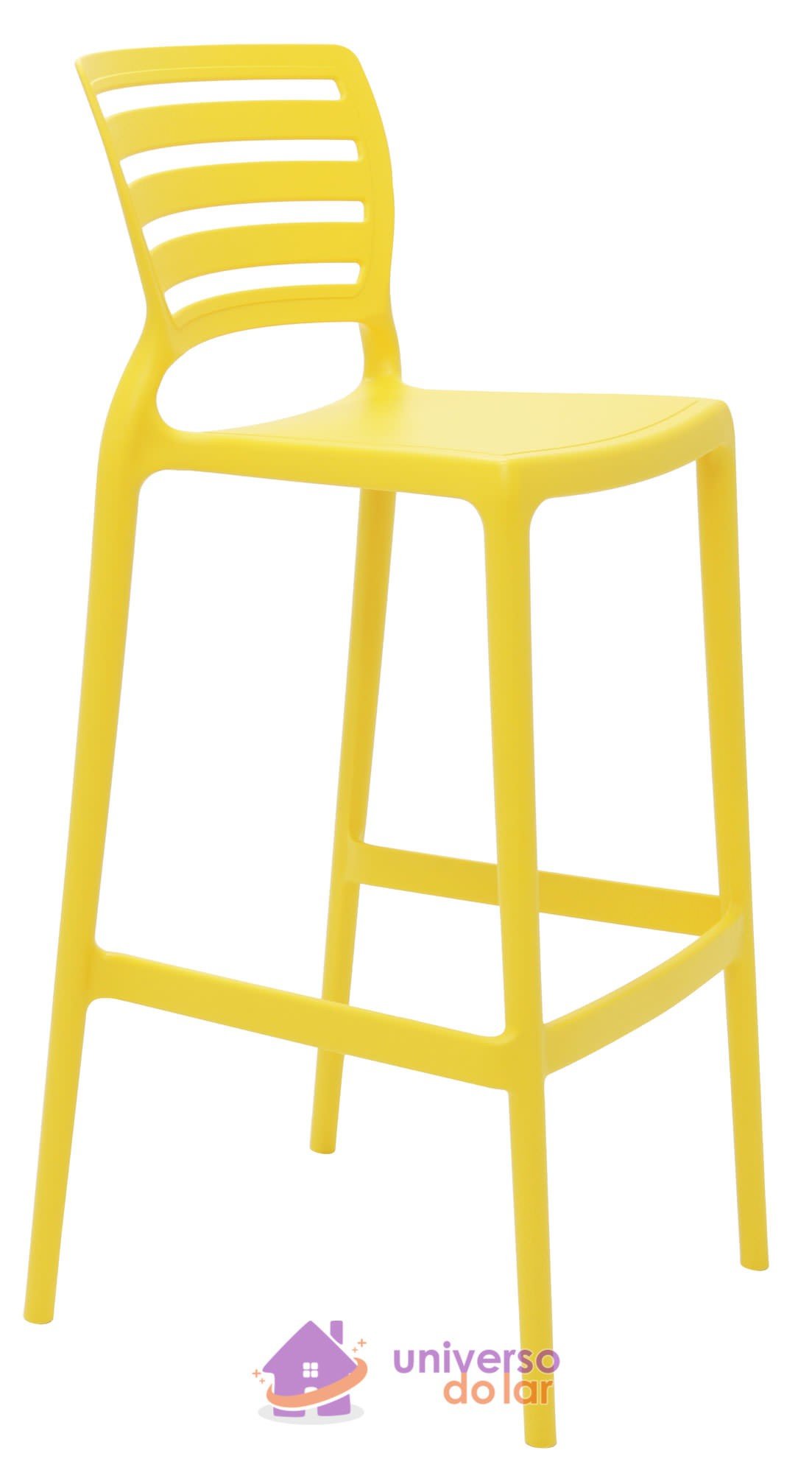 Cadeira Sofia Alta Bar em Polipropileno e Fibra de Vidro Amarela
