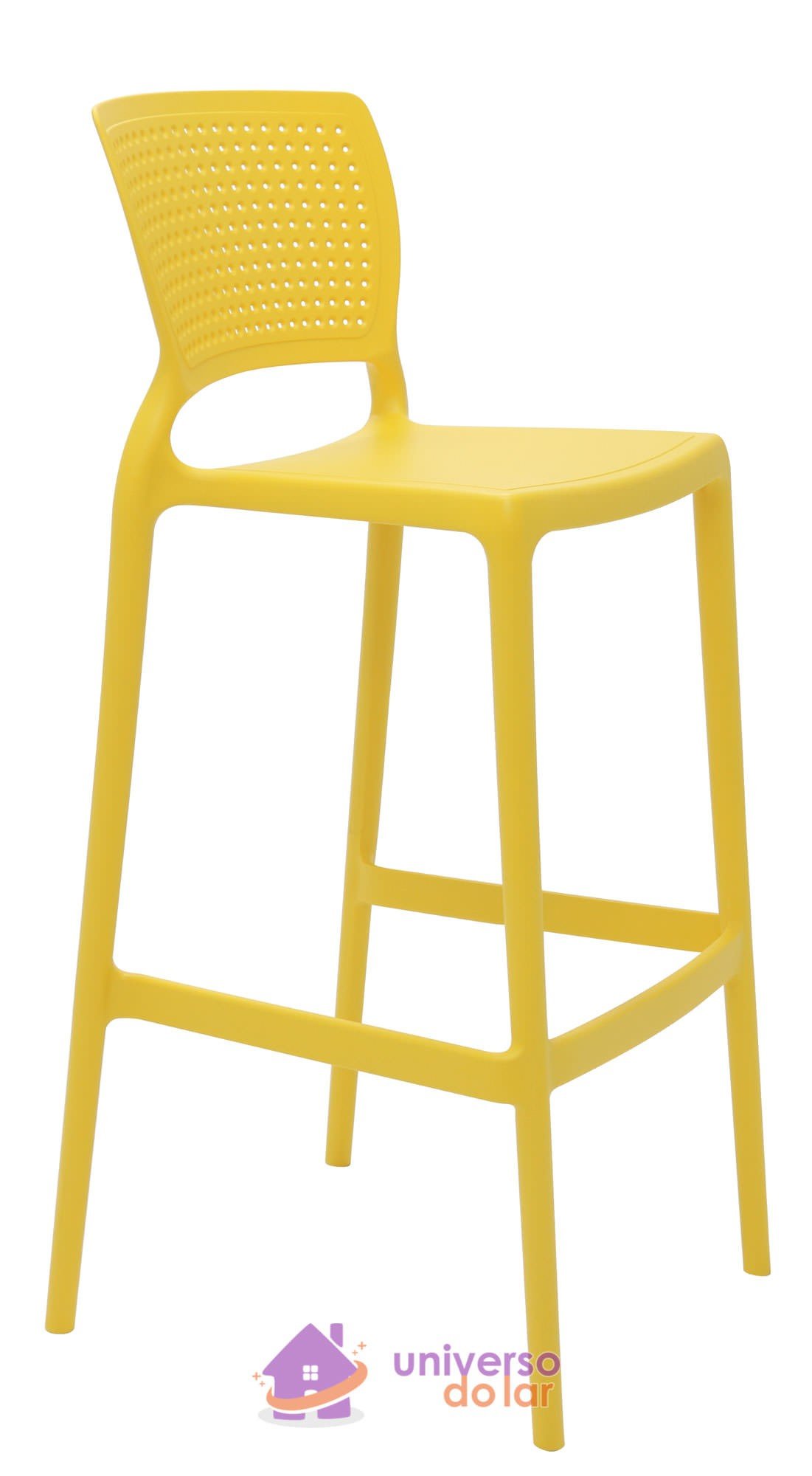 Cadeira Safira Alta Bar em Polipropileno e Fibra de Vidro Amarela