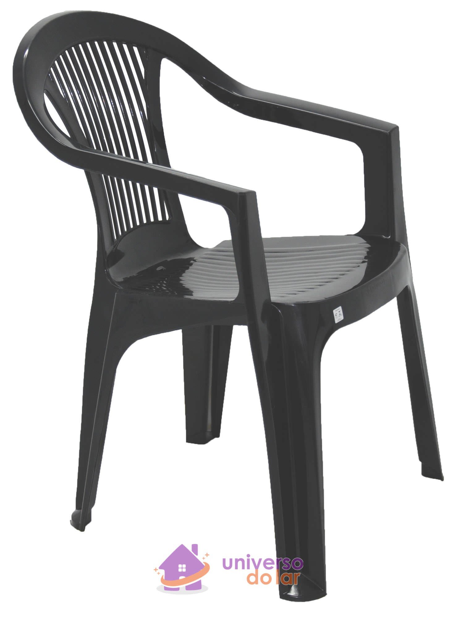 Cadeira Guarapari Preto com Braços em Polipropileno