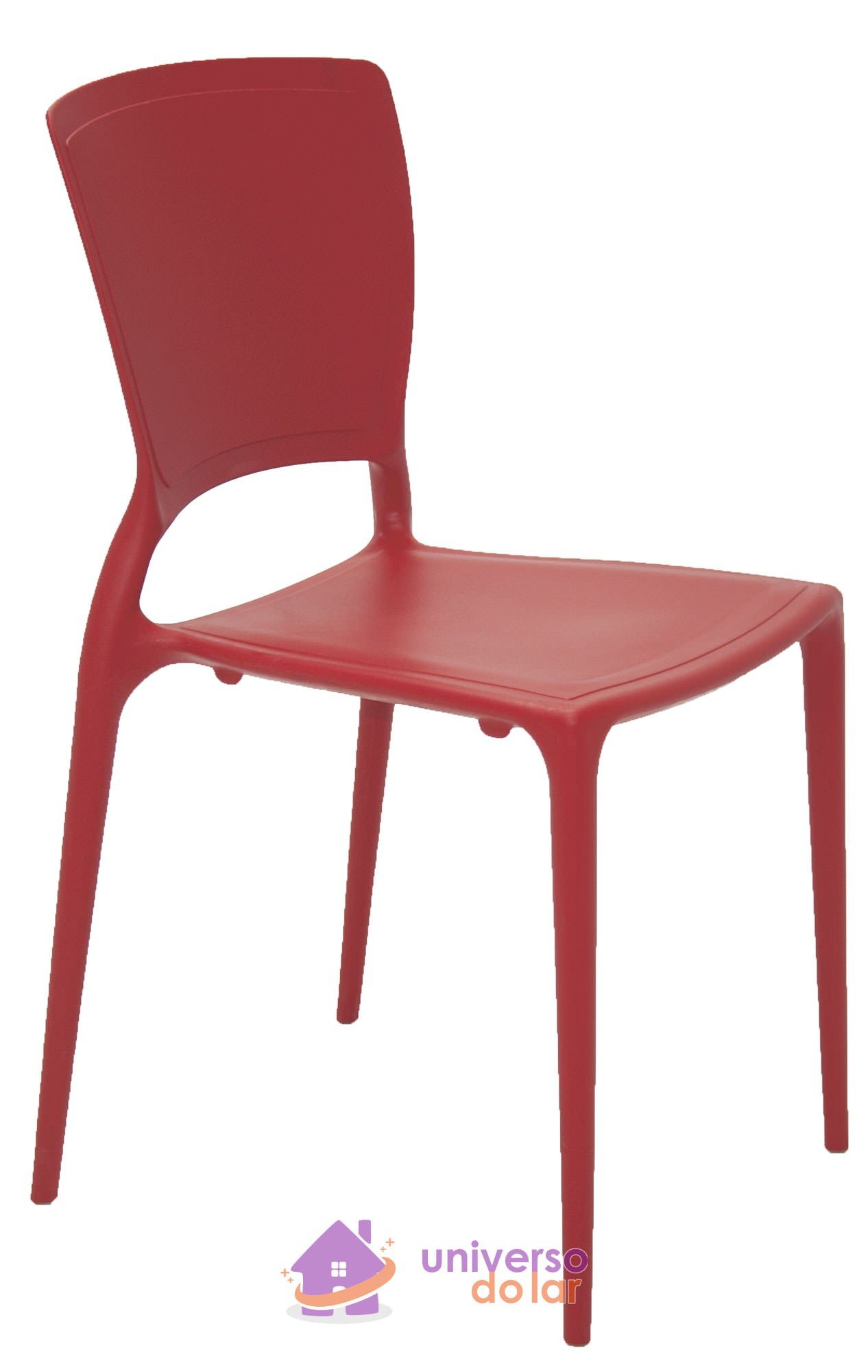 Cadeira Sofia Vermelha sem Braços com Encosto Fechado em Polipropileno e Fibra de Vidro