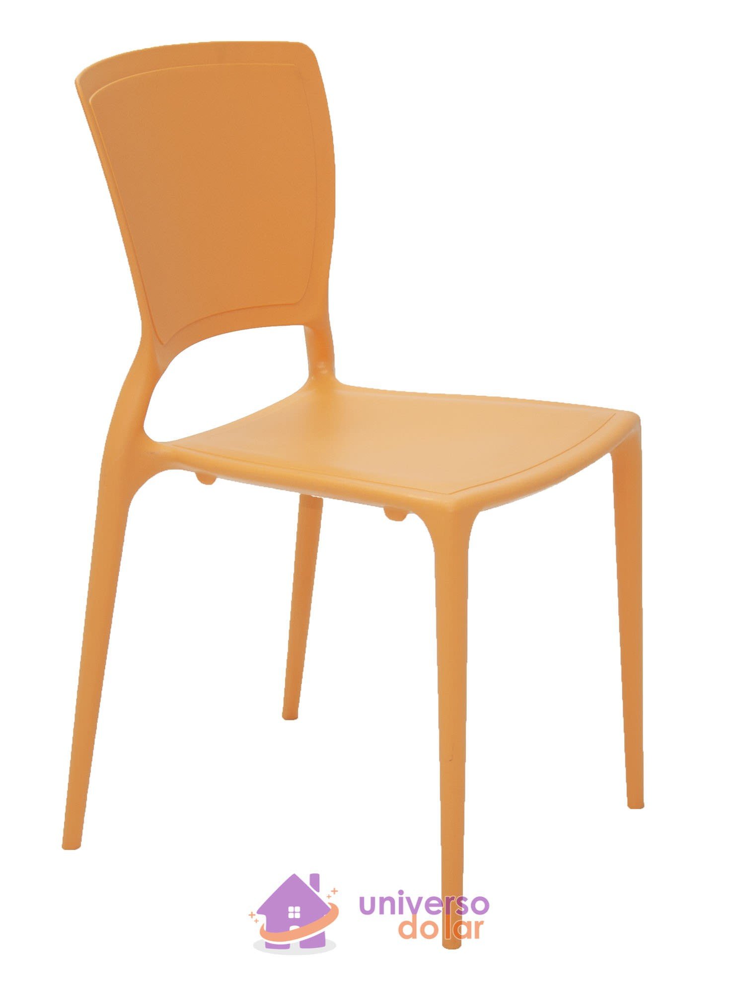 Cadeira Sofia Laranja sem Braços com Encosto Fechado em Polipropileno e Fibra de Vidro