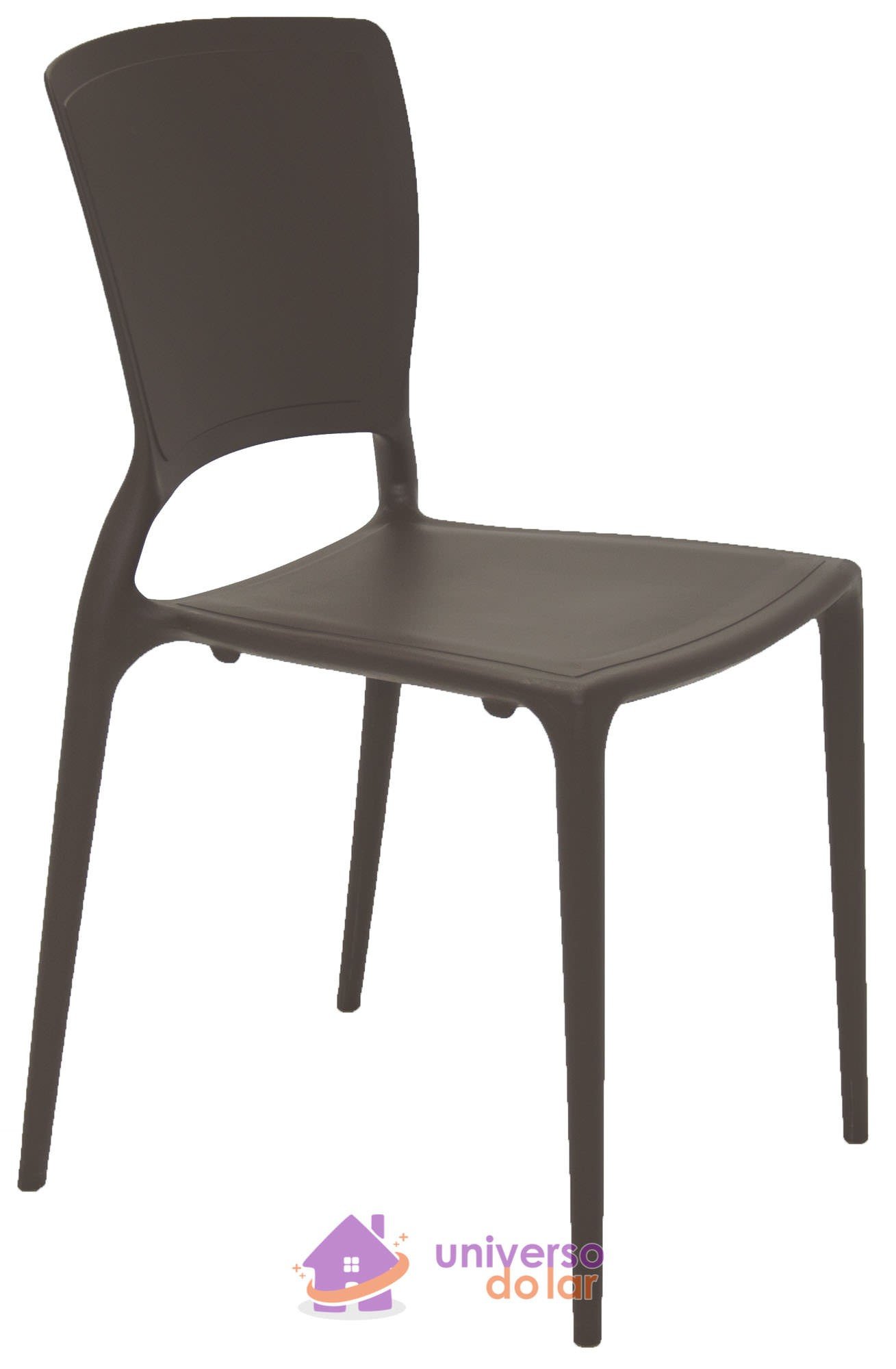 Cadeira Sofia Marrom sem Braços com Encosto Fechado em Polipropileno e Fibra de Vidro