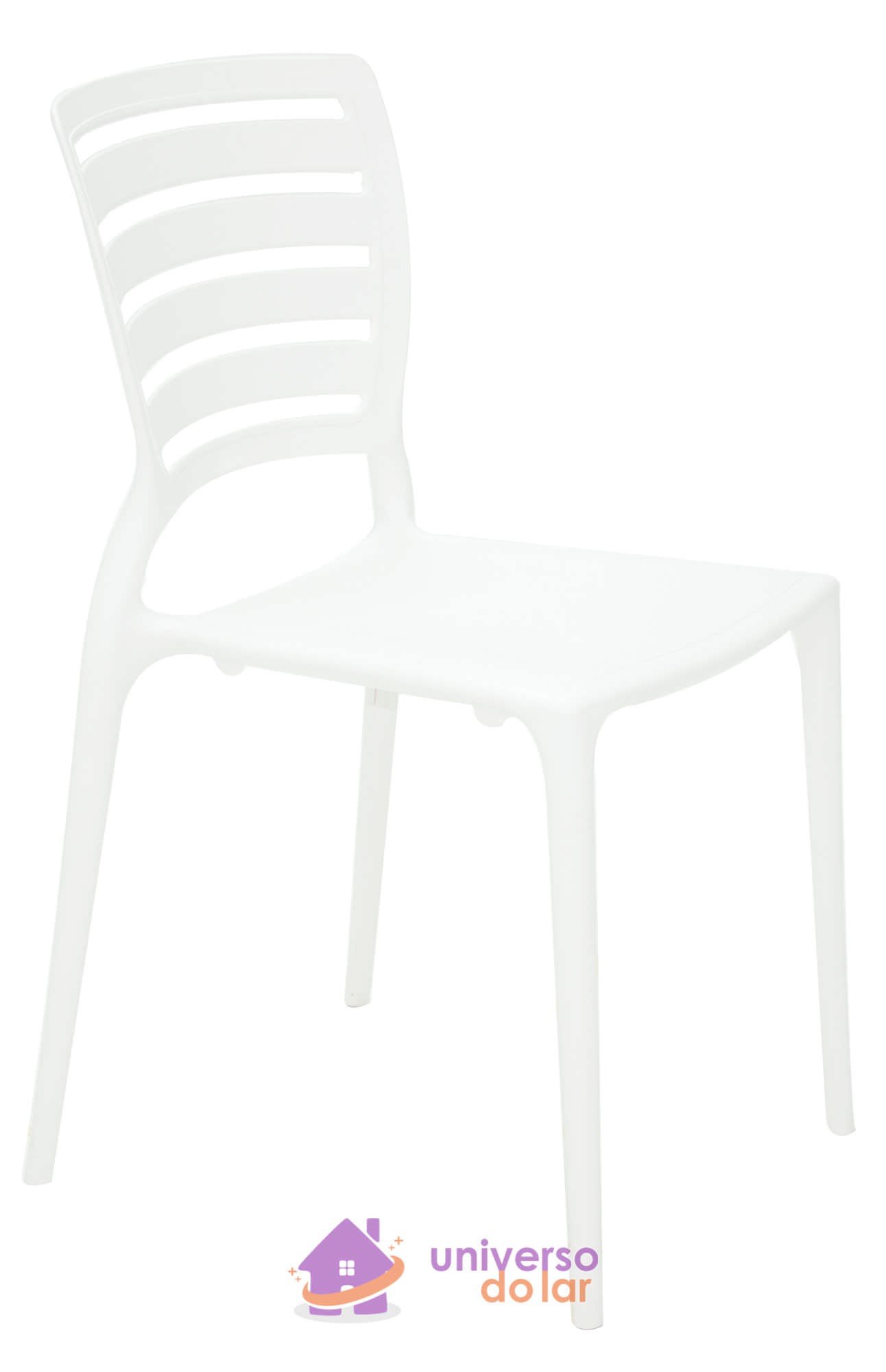 Cadeira Sfia Branca sem Braços Encosto Vazado Horizontal em Polipropileno e Fibra de Vid