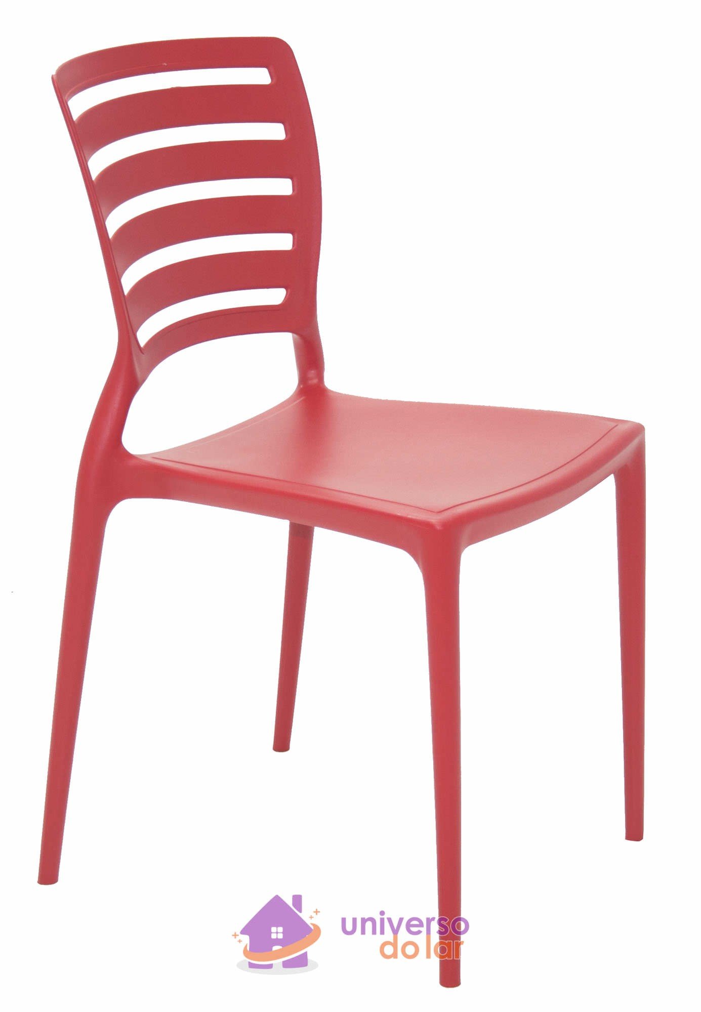 Cadeira Sofia Vermelha sem Braços Encosto Vazado Horizontal em Polipropileno
