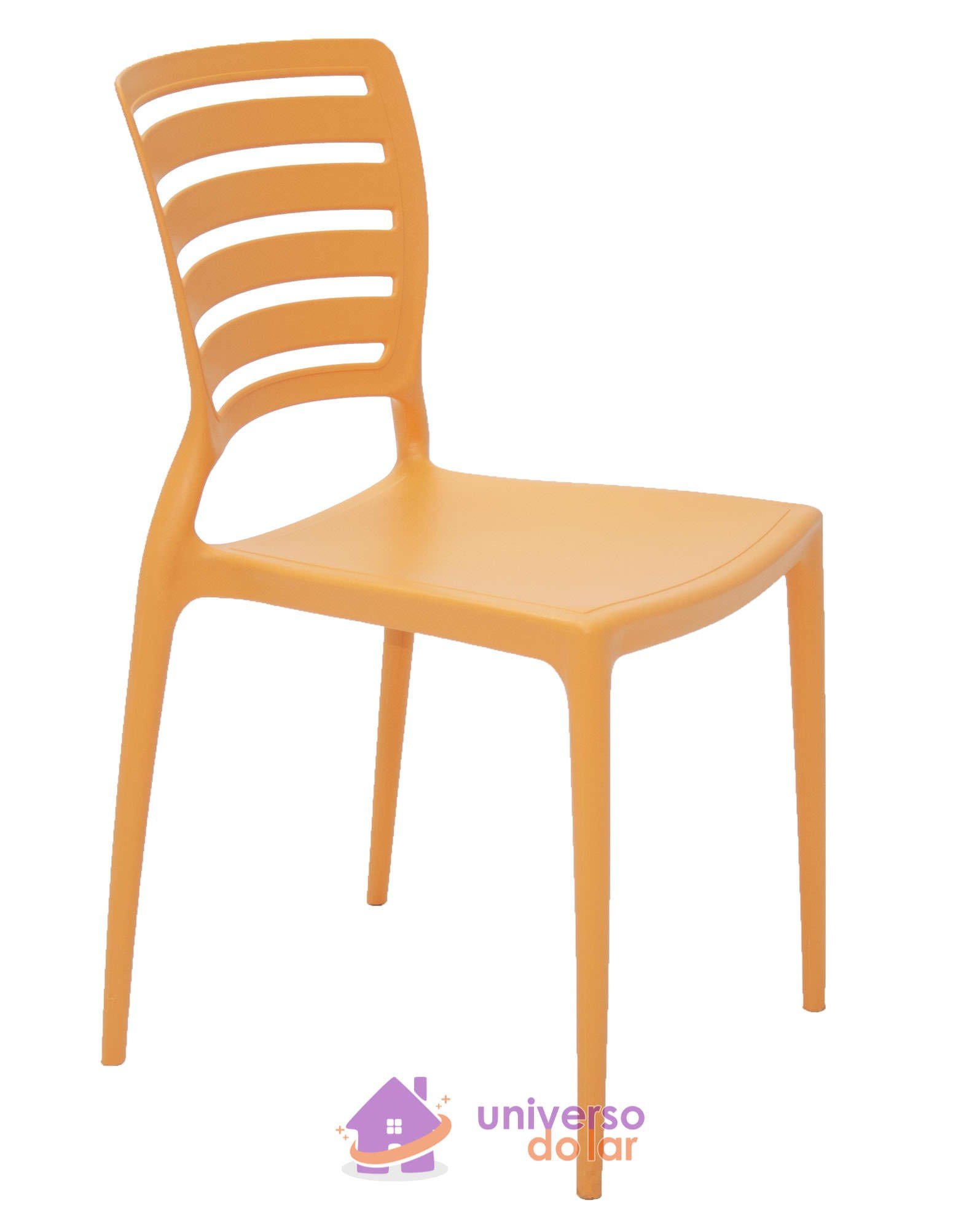 Cadeira Sofia Laranja sem Braços Encosto Vazado Horizontal em Polipropileno e Fibra de Vi