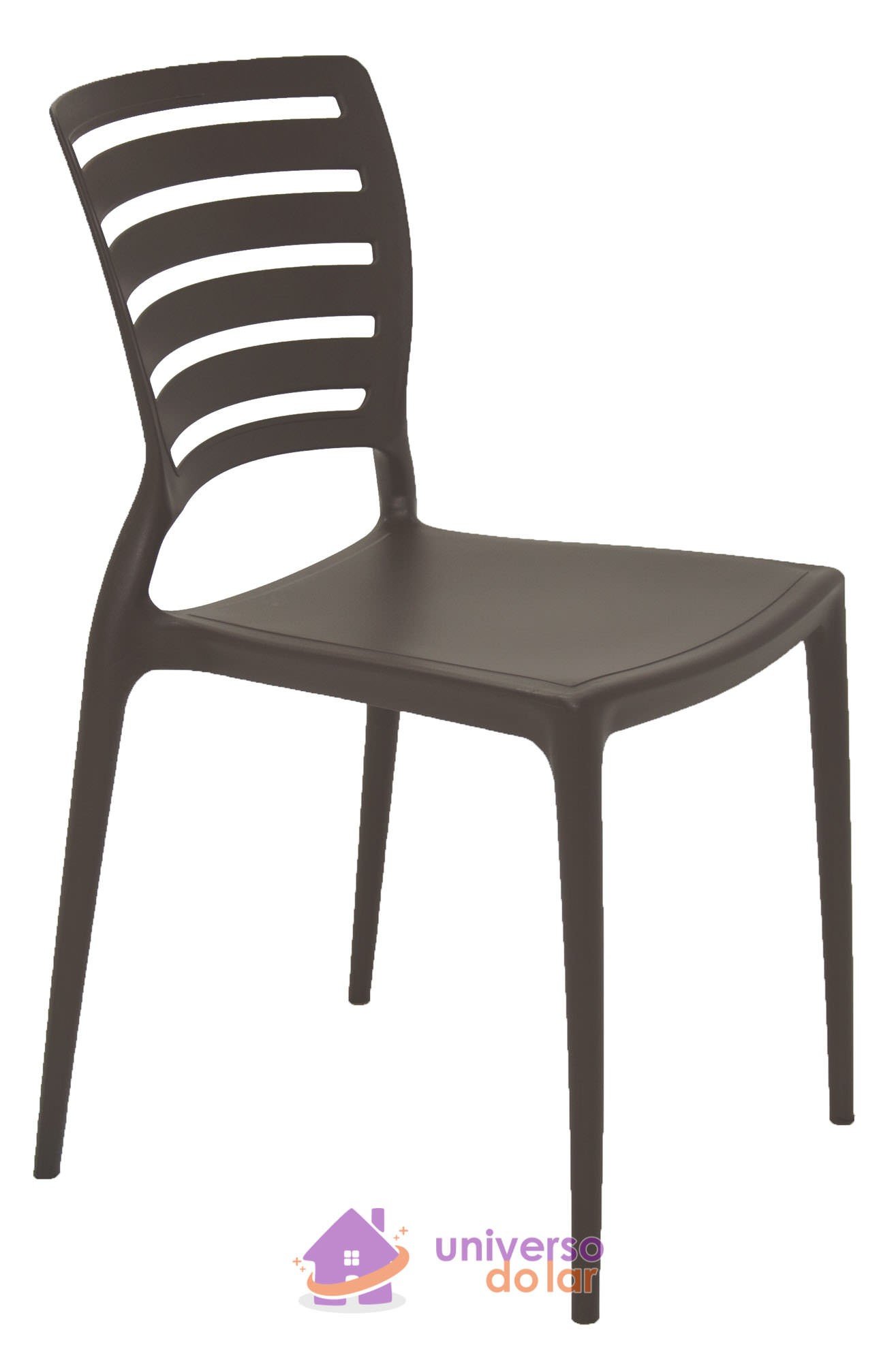 Cadeira Sofia Marrom sem Braços Encosto Vazado Horizontal em Polipropileno