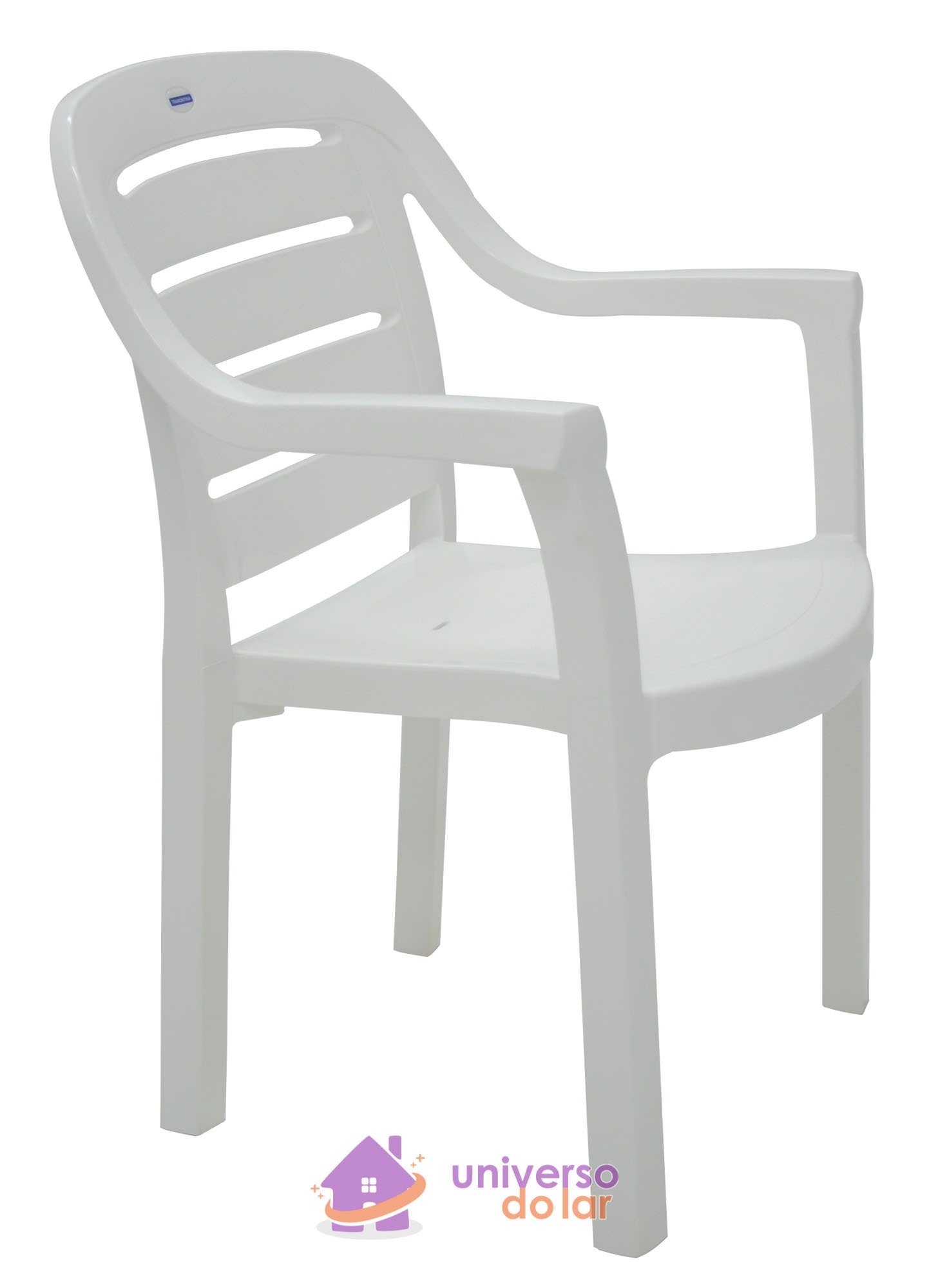 Cadeira Miami Branco com Braços Encosto Horizontal em Polipropileno