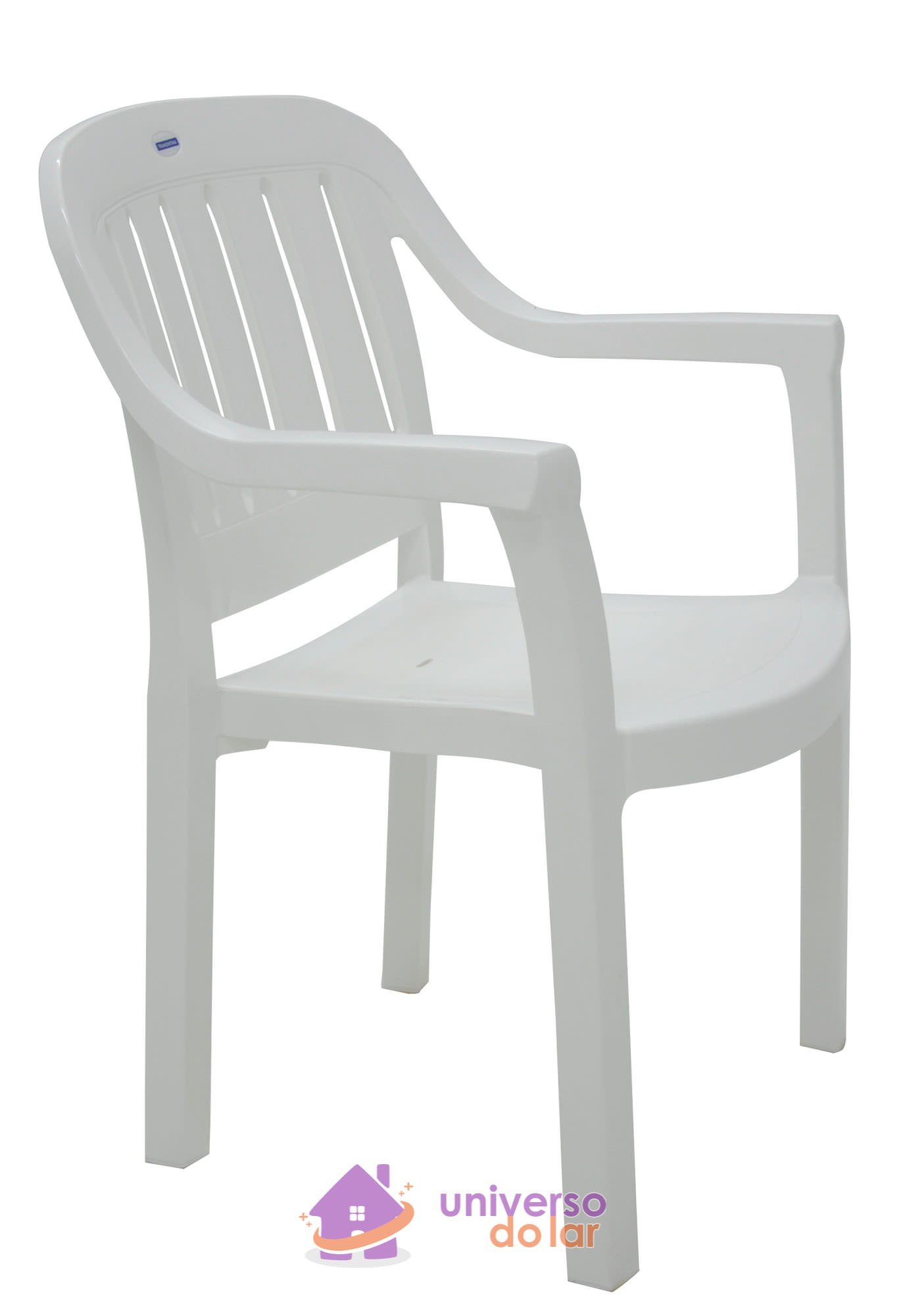 Cadeira Miami Branco com Braços Encosto Vertical em Polipropileno