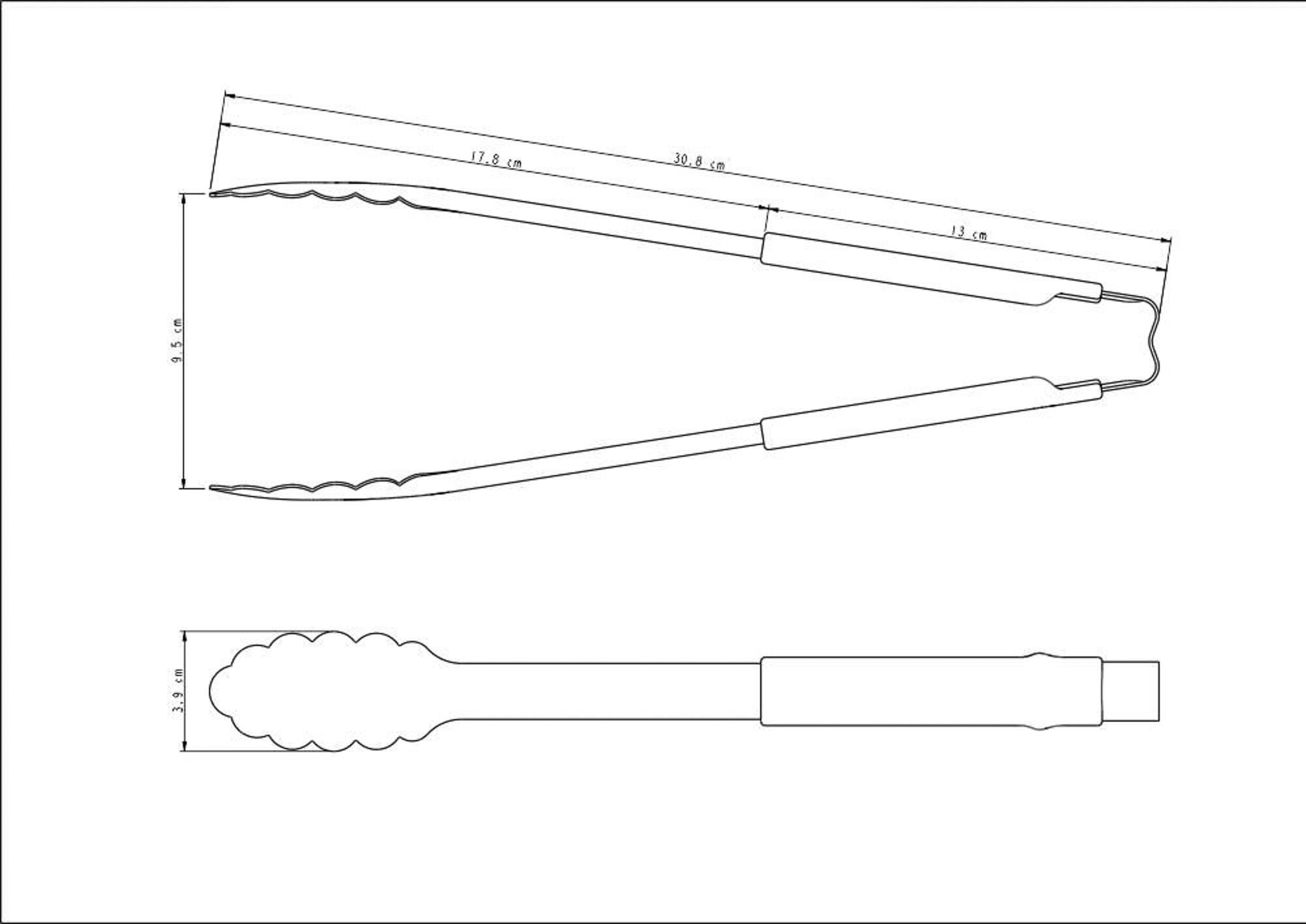 Pegador Utilitá em Aço Inox com Cabo Emborrachado Cinza 30 cm