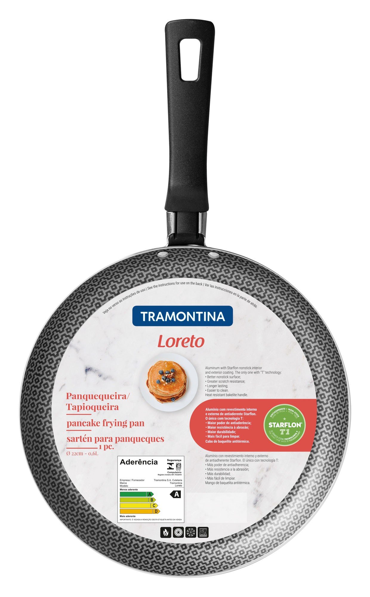 Panquequeira Loreto Alumínio com Revestimento Antiaderente Starflon 22 cm 0,6 L Vermelha
