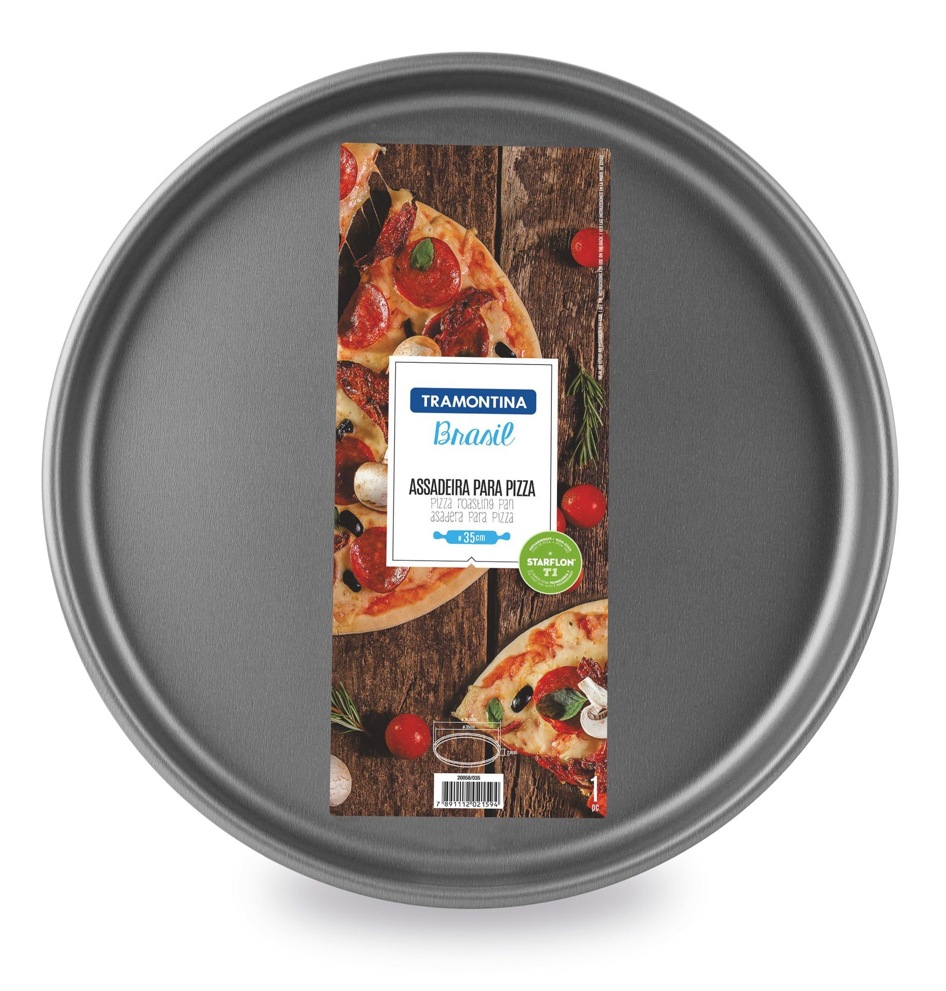 Assadeira para Pizza Alumínio Revestimento Antiaderente Starflon Grafite 35 cm 2,5 L