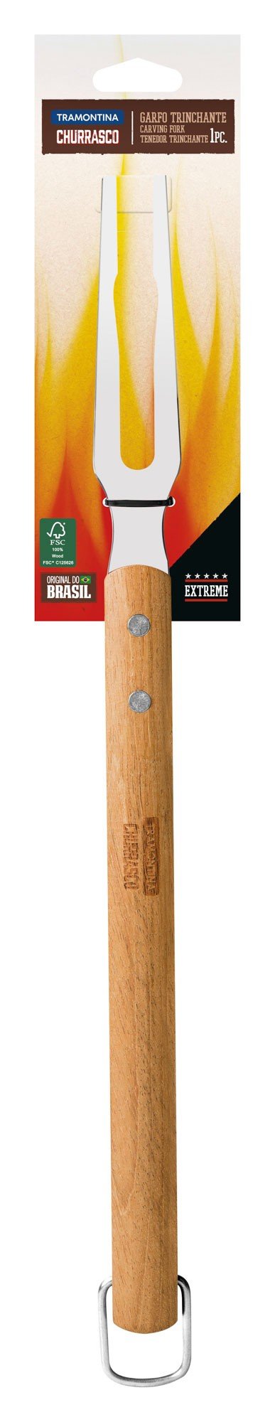 Garfo Trinchante Churrasco com Lâmina em Aço Inox e Cabo de Madeira 47,1 cm