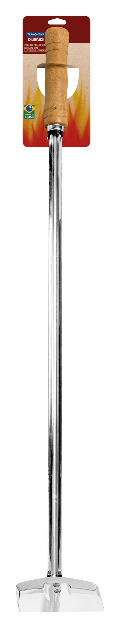 Puxador para Brasas Churrasco com Lâmina em Aço Inox e Cabo de Madeira 72,7 cm