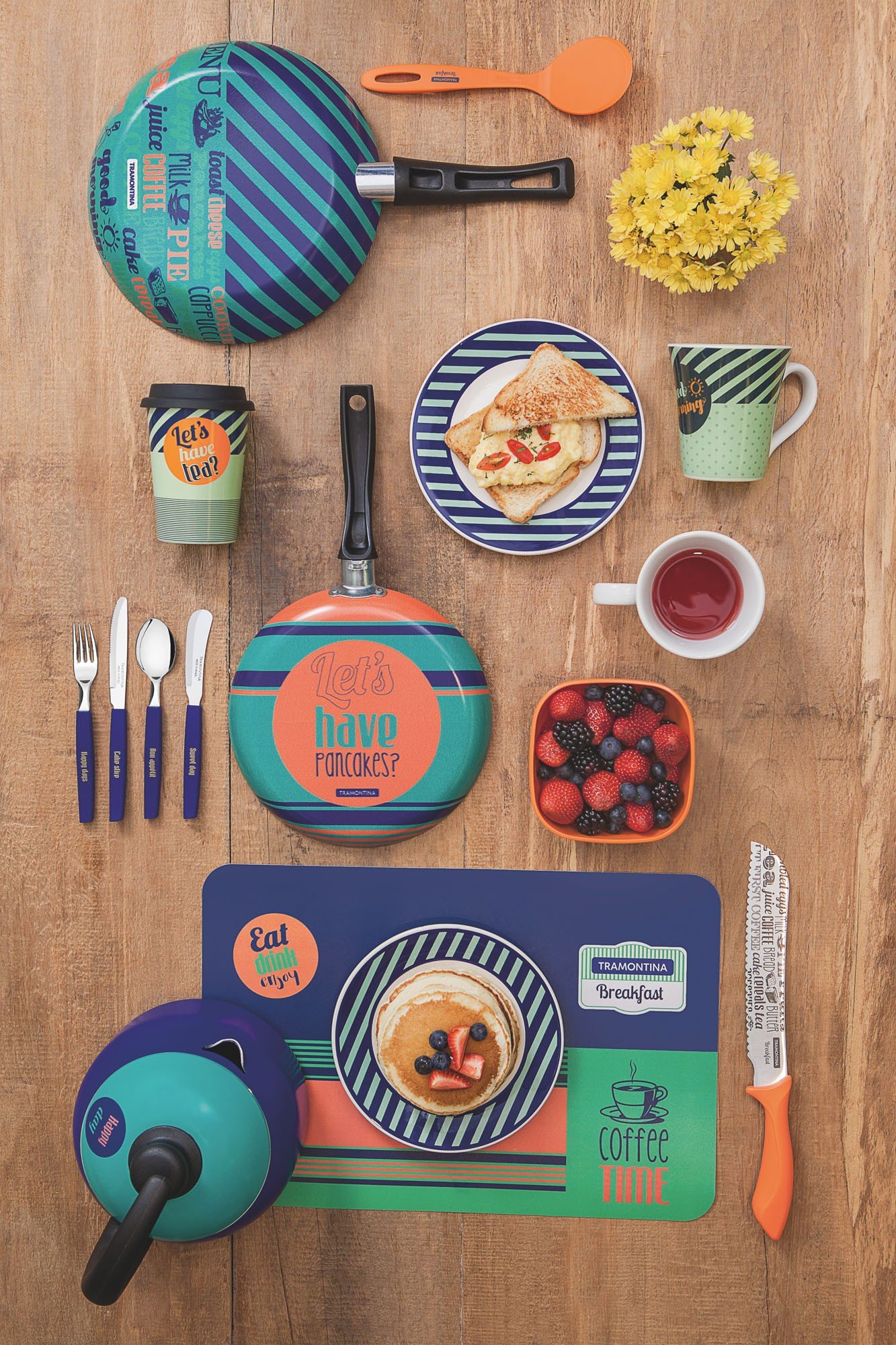 Kit para Café da Manhã Breakfast em Polipropileno e Cerâmica
